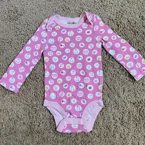 Babies R Us Girls Pink Garden Party Long Sleeve Snap One Piece Size 9 months